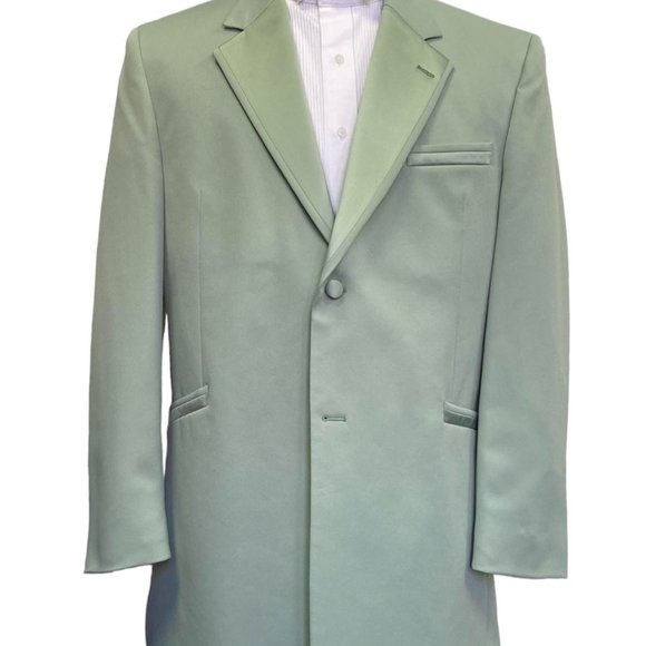 Men's 44R Mint Green Andrew Fezza Monaco Tuxedo Jacket- Easy Care, Prom, Retro - Picture 3 of 8